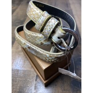Vintage Women's size M/L Skinny Gold & Silver Leather Snake Skin Belt